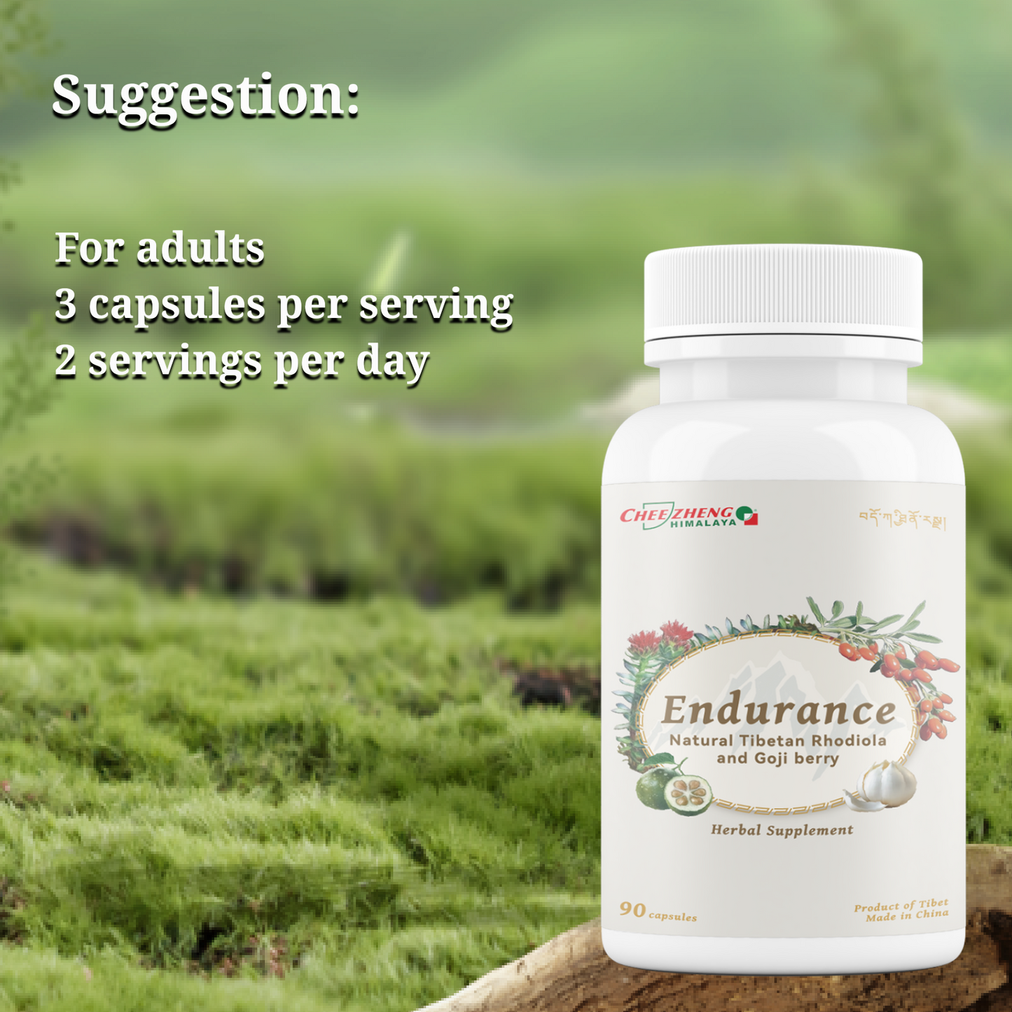 Endurance Booster - Rhodiola and Goji Berry Daily Supplement, Support Energy, Mental Calmness, Boost Digestion, Enhance Immunity, Improves Oxygen Utilization, Tibetan Natural Herbs, 90 Veggie Capsules