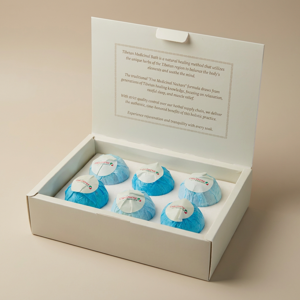 "Five Medicinal Nectars" Tibetan Herbal Bath Bombs Gift Set. All Natural.